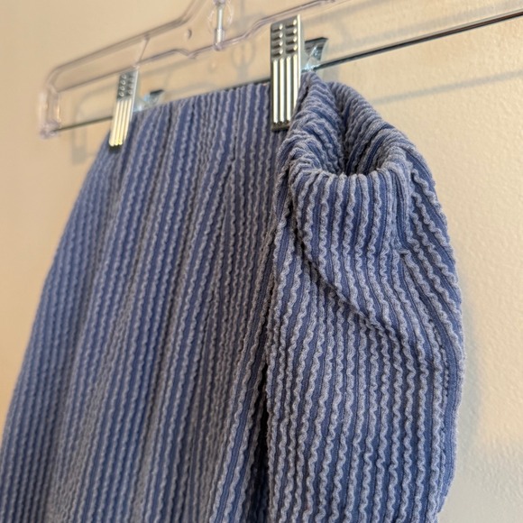 Fashion Nova Blue Striped Textured High Waist Wide Leg Lounge Pants - Picture 1 of 3